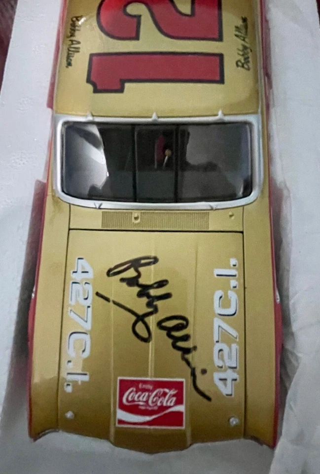 1969 Bobby Allison #12 Coca Cola Cyclone Autograph1:24 University of Racing COA - Image 2 of 4