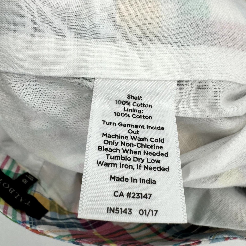 Talbots Skirt Womens 10 Madras Plaid Cotton Coastal Side Zip Lace Up