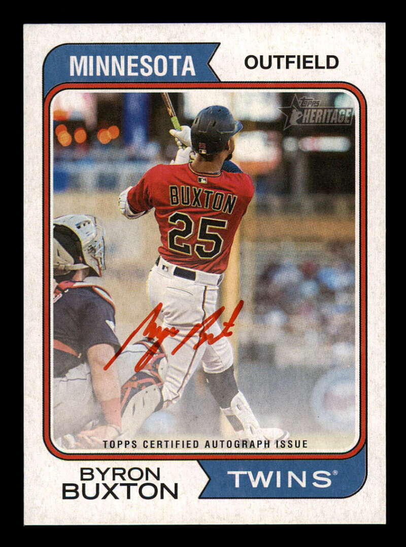 2023 Topps Heritage Real One Autograph/Auto Red Ink ROA Byron Buxton 28/74 Twins