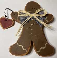 Gingerbread Figurine Primitive Wood 6.5” x 5.25” x .75”