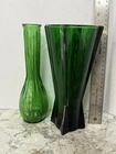 Green Atomic Rocket Vase Anchor Hocking Art Deco Vintage 9 Inches Tall