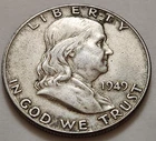 1949 Benjamin Franklin Half Dollar 50c 90% Silver                  X22