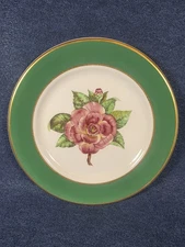 VTG Syracuse China Restaurant Ware Camellia Rose Green Band 7 inch Plate 20-C