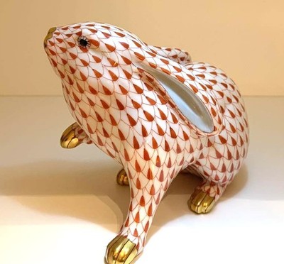 Herend Red Rabbit Figurine Porcelain 11cm