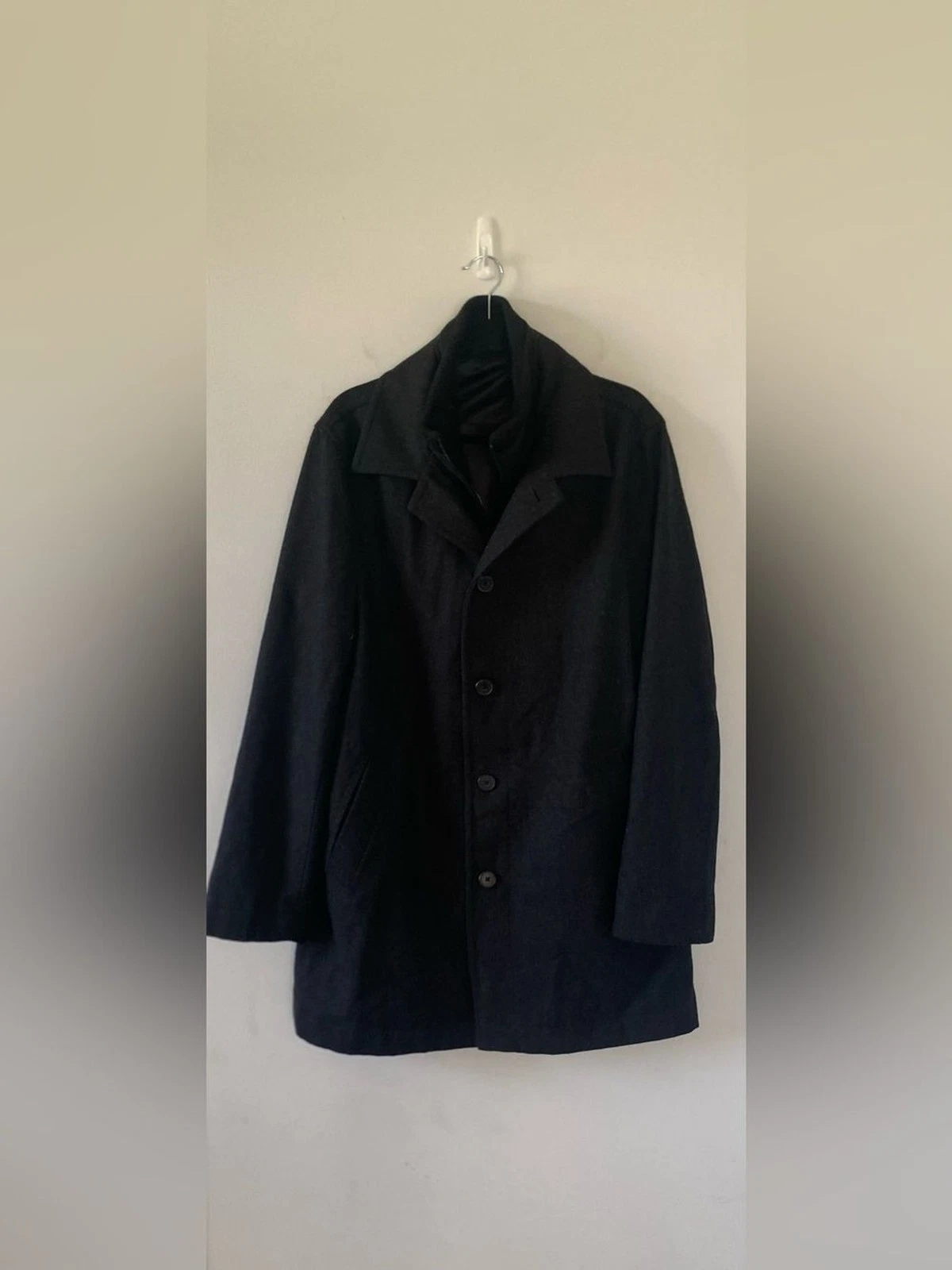JF J. Ferrar Men's Black Wool Blend Car Coat Zip Bib Size XL Dark Academia NWOT - product detail image 7