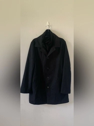 JF J. Ferrar Men's Black Wool Blend Car Coat Zip Bib Size XL Dark Academia NWOT image 7