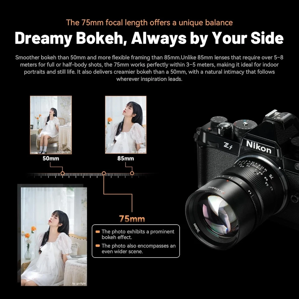 7Artisans 75mm F1.4 Full Frame Manual large aperture Lens for Leica L SL Camera - Image 2 of 4