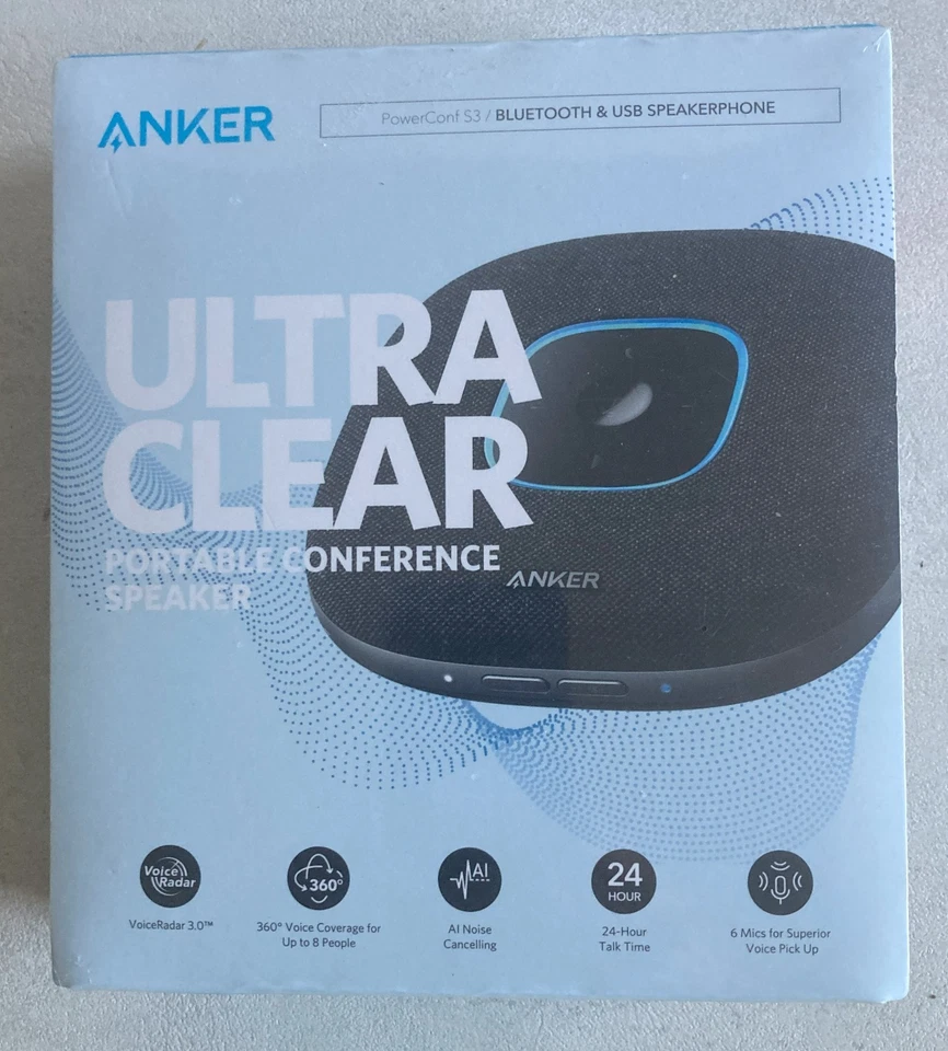 Enceinte de conférence portable Anker Ultra Clear PowerConf S3 NEUVE SCELLÉE - Photo 1/3