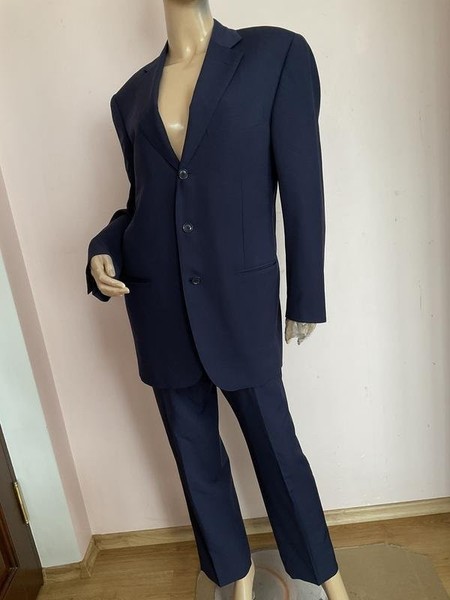 Men Pal Zileri Suit Navy Wool L