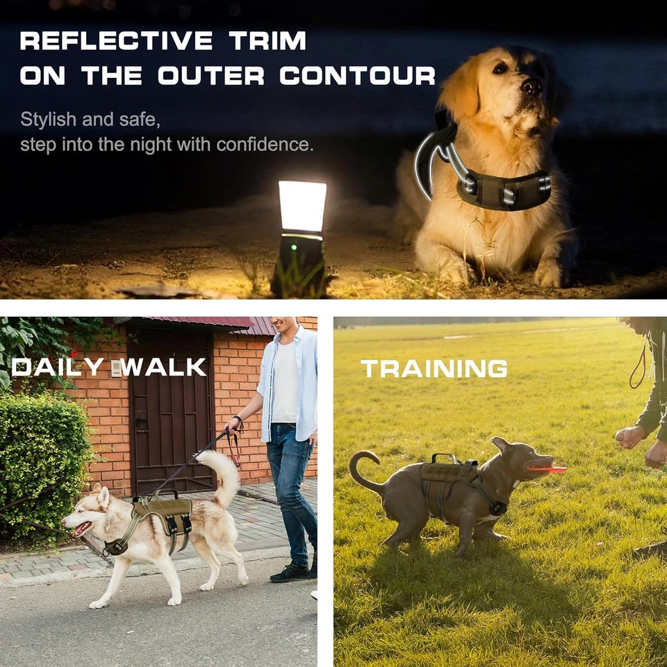Arnes Perro Grande Antitirones Tactico Ajustable Reflectante Con Molle Paseo - Image 4 of 4