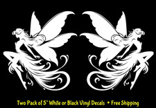 Fairy Pixie Butterfly Wings Two Pack 5" White or Black Vinyl Decals Car Windows