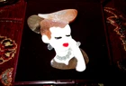 Lovely  vintage layered shiny plastic Art Deco lady brooch