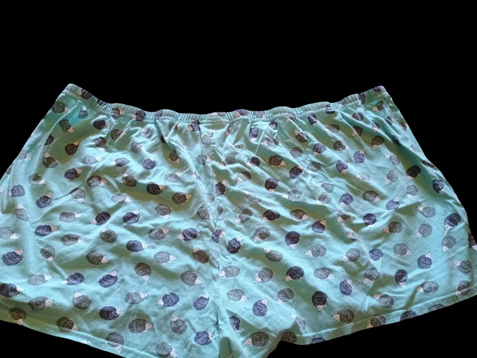 Pantalones cortos boxer para dormir Joe para mujer 3X estampado de puercoespines fondo verde menta algodón Foto 3 de 4