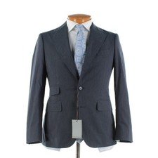 Canali NWT Cotton Blend Two Piece Suit Size 46C 36S US In Blue Striped
