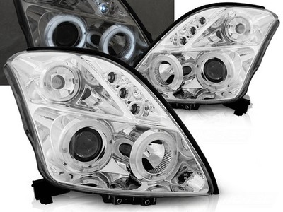 Headlights for Suzuki Swift 2005-2007 2008 2009 2010 VR-1551 Angel Eyes Chrome