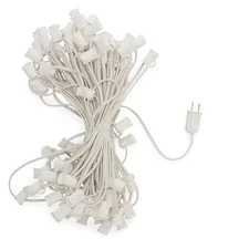C7 Light Strings | 50' White Cord with 12" Socket Spacing, E12 Light Stringer 