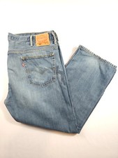 Levi's 569 Loose Straight Jeans Mens W42 L30 Blue Mid Wash Distressed Hem 405