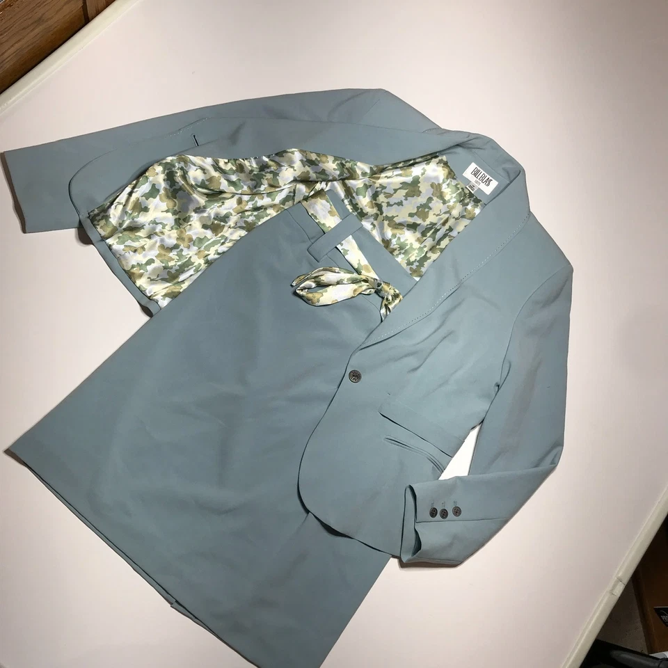 Bill Blass Suits Womens Peplum Blazer Jacket & Twilly Belt Pencil Skirt Set 14 - Image 2 of 4