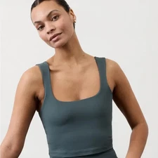 Athleta XS Transcend Square Neck Crop Sports Bra A-C Eden Green Yoga Tank Top