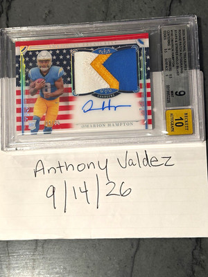 Panini 2025 National Treasures Omarion Hampton #160 RPA Holo Silver BGS 9