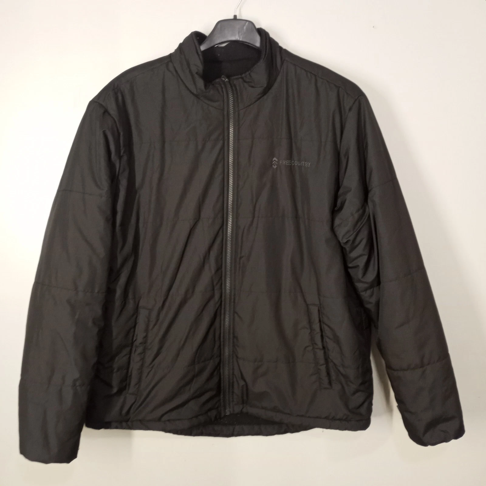 Free Country men's XL soflshell Fleece lined Full Zip Jacket Black