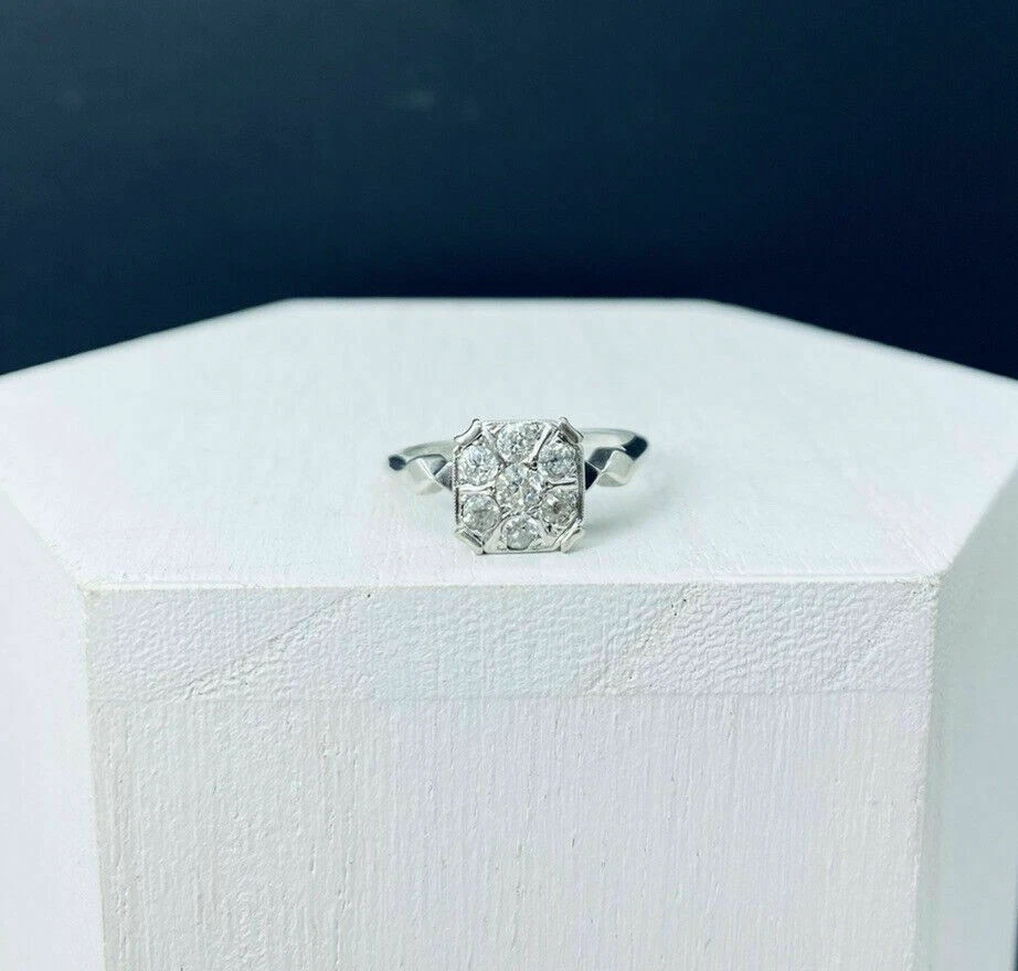 14K White Gold Diamond Cluster Ring Christmas special gift F774 - Image 2 of 4