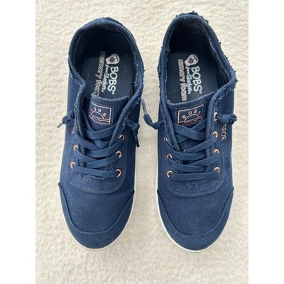 BOBS from Skechers B Cute Navy Canvas Slip On Sneakers 33492 Womens 8.5 Slip In