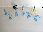 Vintage Marx Deluxe Fort Apache Playset Lot Powder Blue Wagon Drivers Full Whips