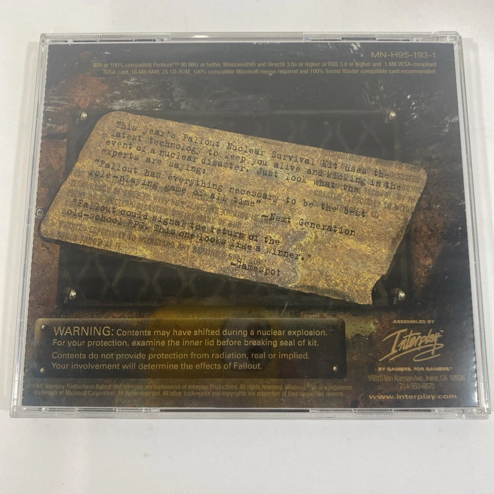 Fallout A Postnuclear Role Playing Game Jewel Case Interplay Windows PC CD ROM - Image 2 of 4
