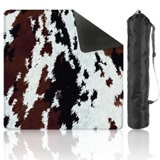 Non Slip Mahjong Table Mat Cowhide Print Cow with Storage Game Mat Table Cover