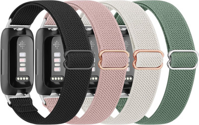 4 Pack Elastic Bands for Fitbit Inspire 3 Bands for Women Men, Soft Adjustable S