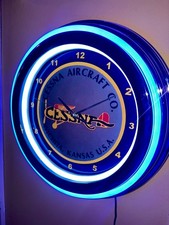 Cessna Aircraft Airplane Pilot OldLogo Wichita Kansas Neon Style LED Clock Sign Cessna Aircraft Airplane Pilot OldLogo Wichita Kansas Neon Style LED Clock Sign