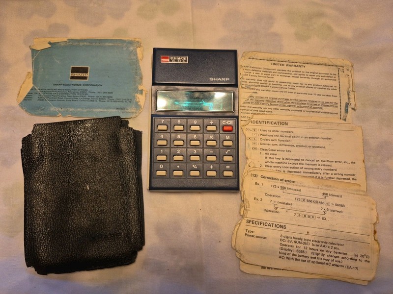 Vintage Sharp El-201S Calculator Working Sleeve Manual Pages