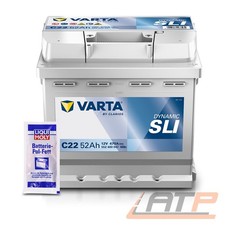 VARTA AUTOBATTERIE DYNAMIC SLI 52Ah STARTERBATTERIE 470A C22 + 10g POL-FETT