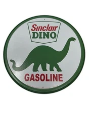 Sinclair Dino Sign Motor Oil Gasoline Round Metal Tin Vintage Style Garage 12''
