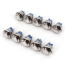 10Pcs 16mm Waterproof 2Pin 1NO Screw Momentary High Round Push Button Switch