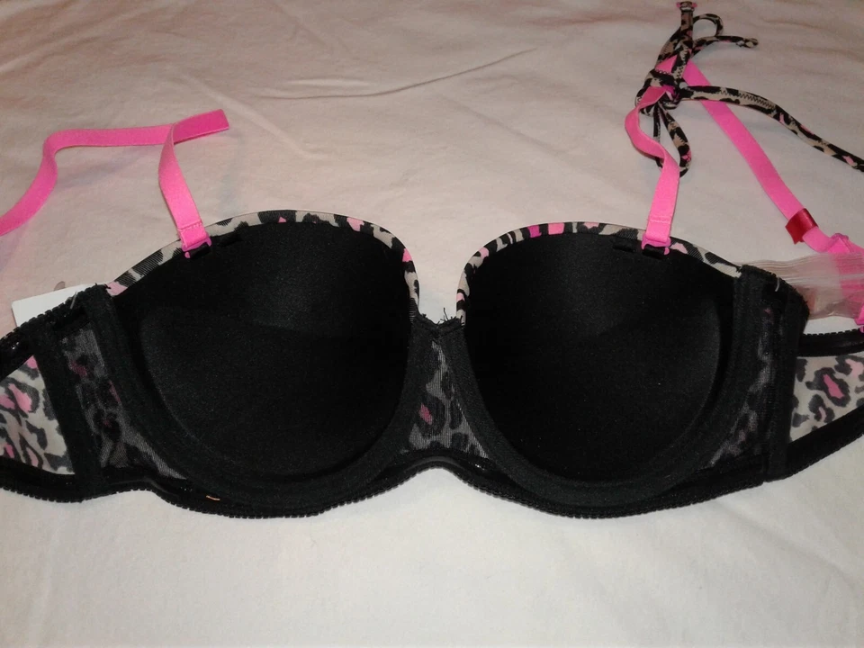 Nuevo con etiquetas Sujetador So Muti-Way Convertible Sin Tirantes Rosa Estampado Leopardo 34C con 3 Juegos de Correas Foto 4 de 4