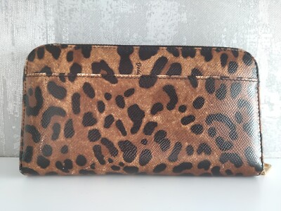 Dolce & Gabbana DG Logo Leopard Print Around Zip Long Wallet