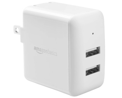 Amazon Basics Dual Port USB-A Wall Charger - 12W, 2.4A per port (A105)