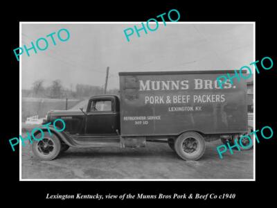OLD LARGE HISTORIC PHOTO LEXINGTON KENTUCKY THE MUNNS BROS MEAT TRUCK 1940 1