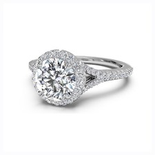 1.10 Ct Round Cut Real Moissanite Engagement Ring 14K Solid White Gold Size 6 7