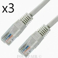 3 Pack Lot - 5ft CAT6 Ethernet Network LAN Router Patch Cable Cord Wire Gray