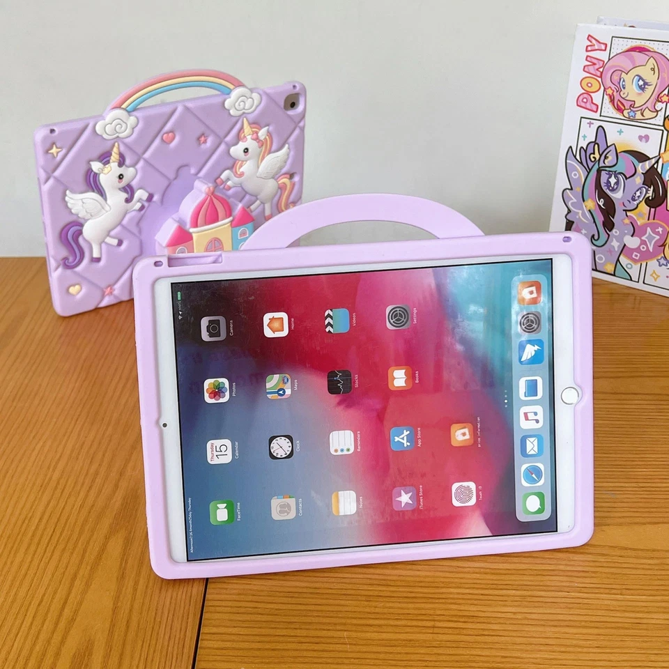 Unicorns Silicone Pad Case For iPad 7/8/9/10th Air4 10.2 10.9 With Castle Holder - Image 3 of 4