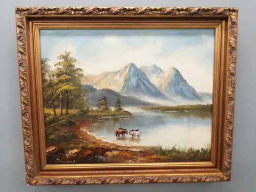 Vintage oil on canvas painting. Signed  - Picture 1 of 7