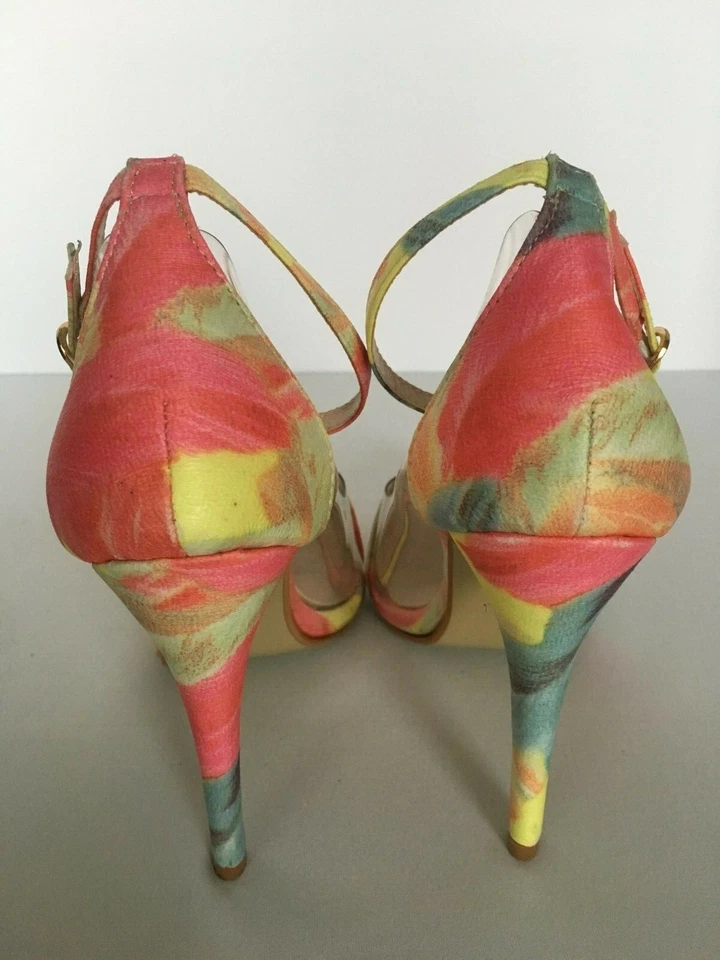 Zapatos de salón Liliana coloridos para mujer zapatos tacones de aguja talla 7 pastel rosa amarillo Foto 3 de 4