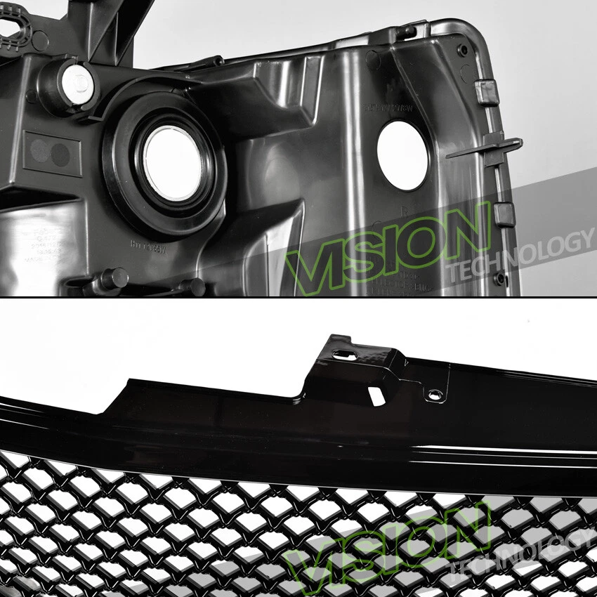 For 07-13 Silverado 1500 Blk Headlights Parking Lamps Nb+Glossy Mesh Front Grill - Image 3 of 4