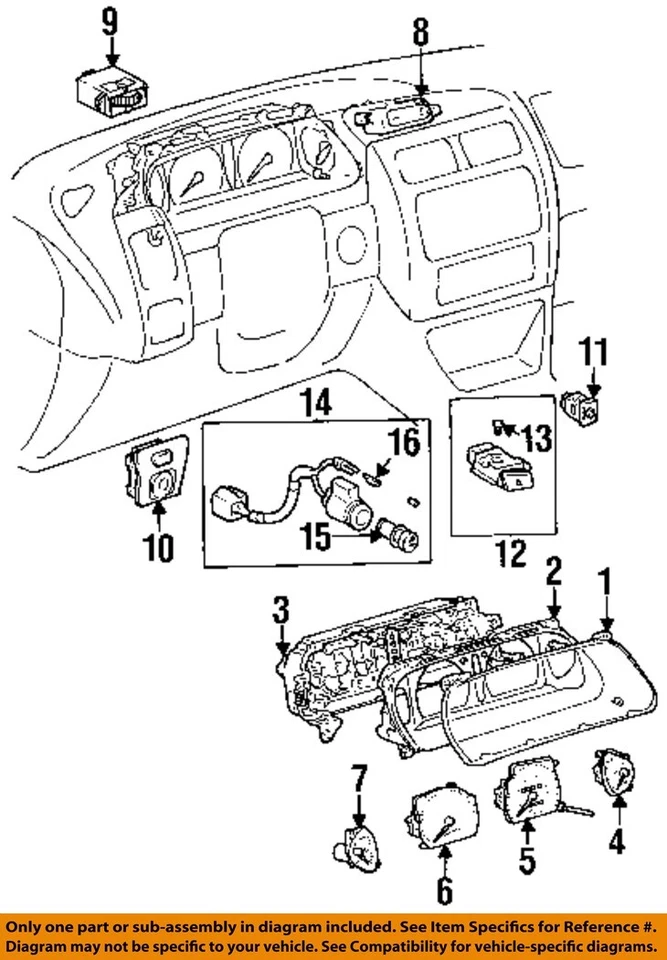 Medidor de velocímetro usado se adapta a: Toyota Avalon MPH Cluster 1999 grado A Foto 3 de 4