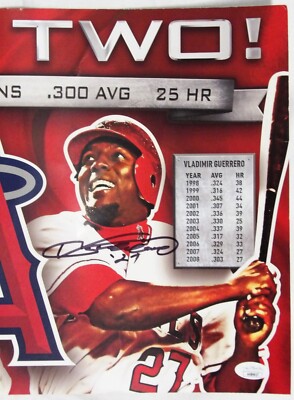 Vladimir Guerrero Anaheim Angels Signed 11x17 Cardstock Poster JSA