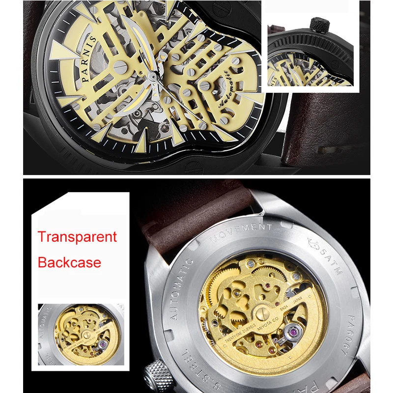 43mm Parnis Miyota Automatic Men's Casual Watch Sapphire Glass 5ATM Waterproof - Image 3 of 4