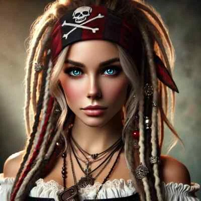 PLAQUE MÉTAL portrait femme pirate décoration mural 30 X 20 CM - Photo 1/4